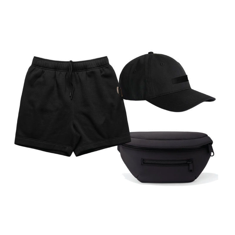 Custom: Sweatshorts, Dad Hat + Body Bag