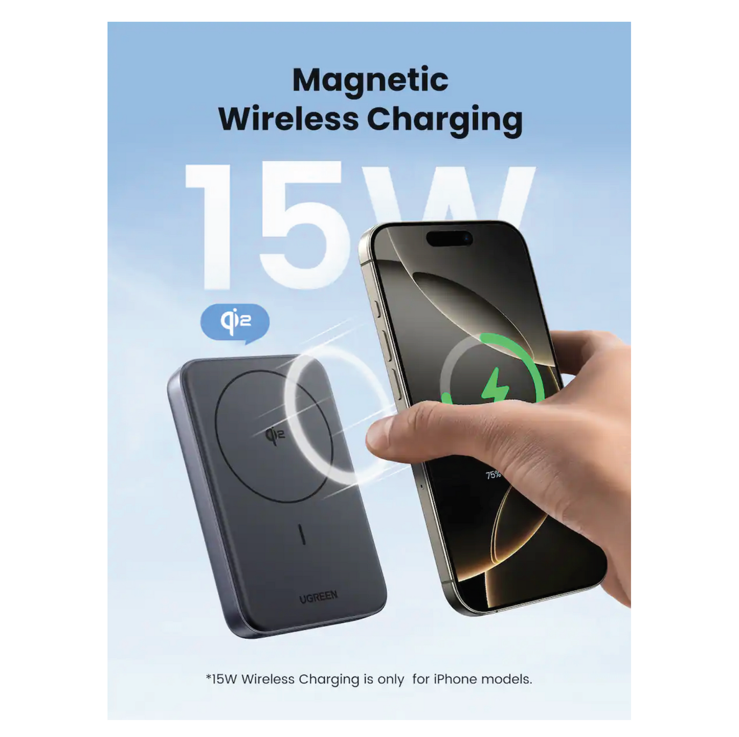 UGREEN - Qi2 Certified 15W Magnetic Power Bank, 10,000mAh