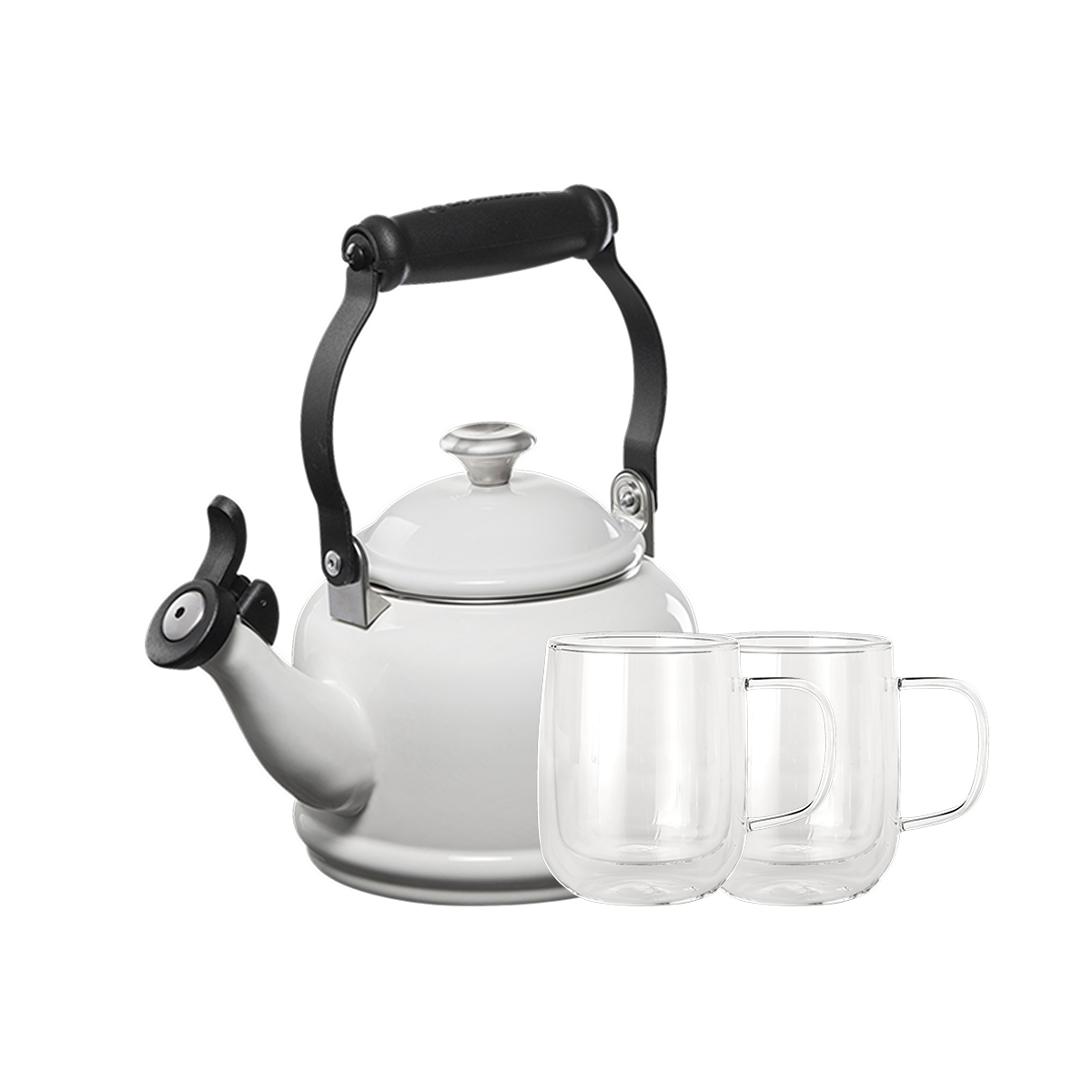Le Creuset Classic Demi Tea Kettle + Double-Wall Glassware Collection