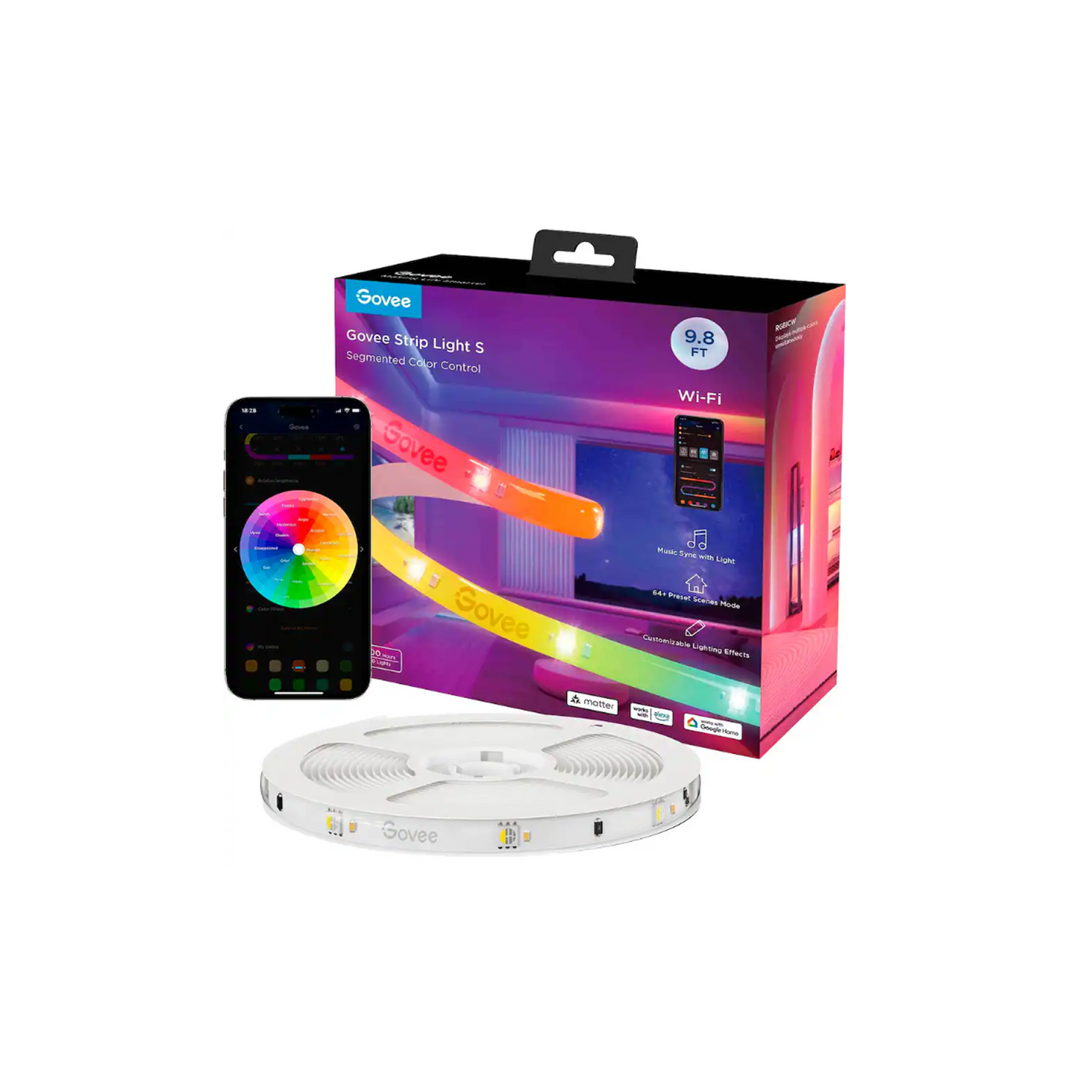 Multi RGBICW LED Light Strip - 10 Ft